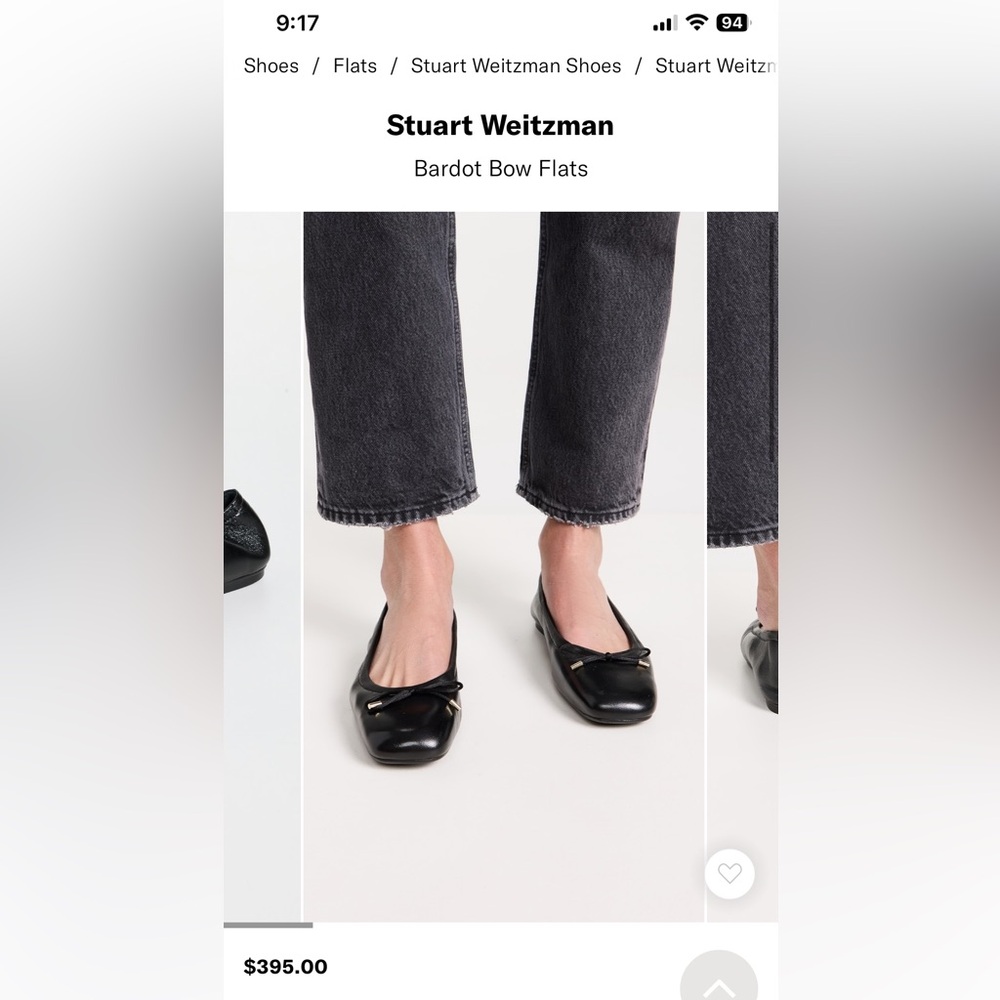 Stuart Weitzman Bardot flats in black